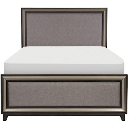 Contemporary Queen Bed with Silver Trim