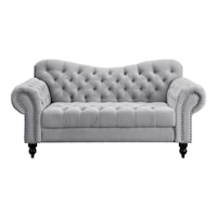 Traditional Stationary Button-Tufted Loveseat with Nail-Head Trim