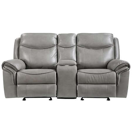 Casual Reclining Loveseat with Center Console and USB Ports
