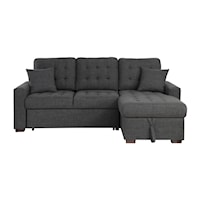 Transitional 2-Piece Sectional Sofa with Pull-Out Bed and Hidden Storage