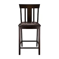 Casual Counter Height Chair with Vertical Slat Back