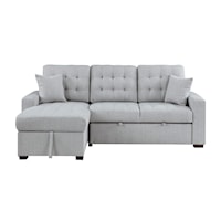Transitional 2-Piece Sectional Sofa with Pull-Out Bed and Hidden Storage