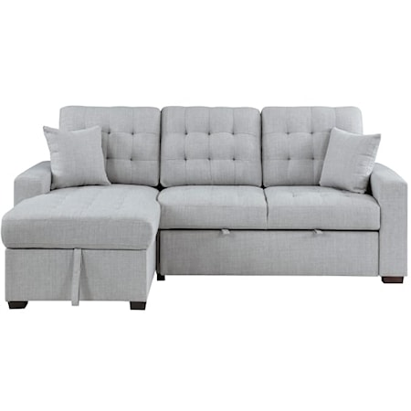Transitional 2-Piece Sectional Sofa with Pull-Out Bed and Hidden Storage