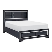 Contemporary King Platform Bed with Footboard Storage