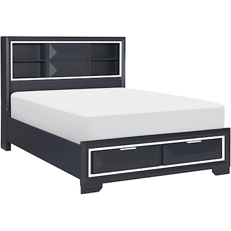 Contemporary California King Platform Bed with Footboard Storage
