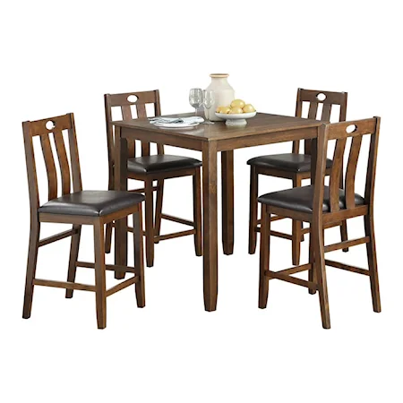 Transitional 5-Piece Counter Height Dining Set with Upholstered Seats