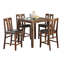 Transitional 5-Piece Counter Height Dining Set with Upholstered Seats