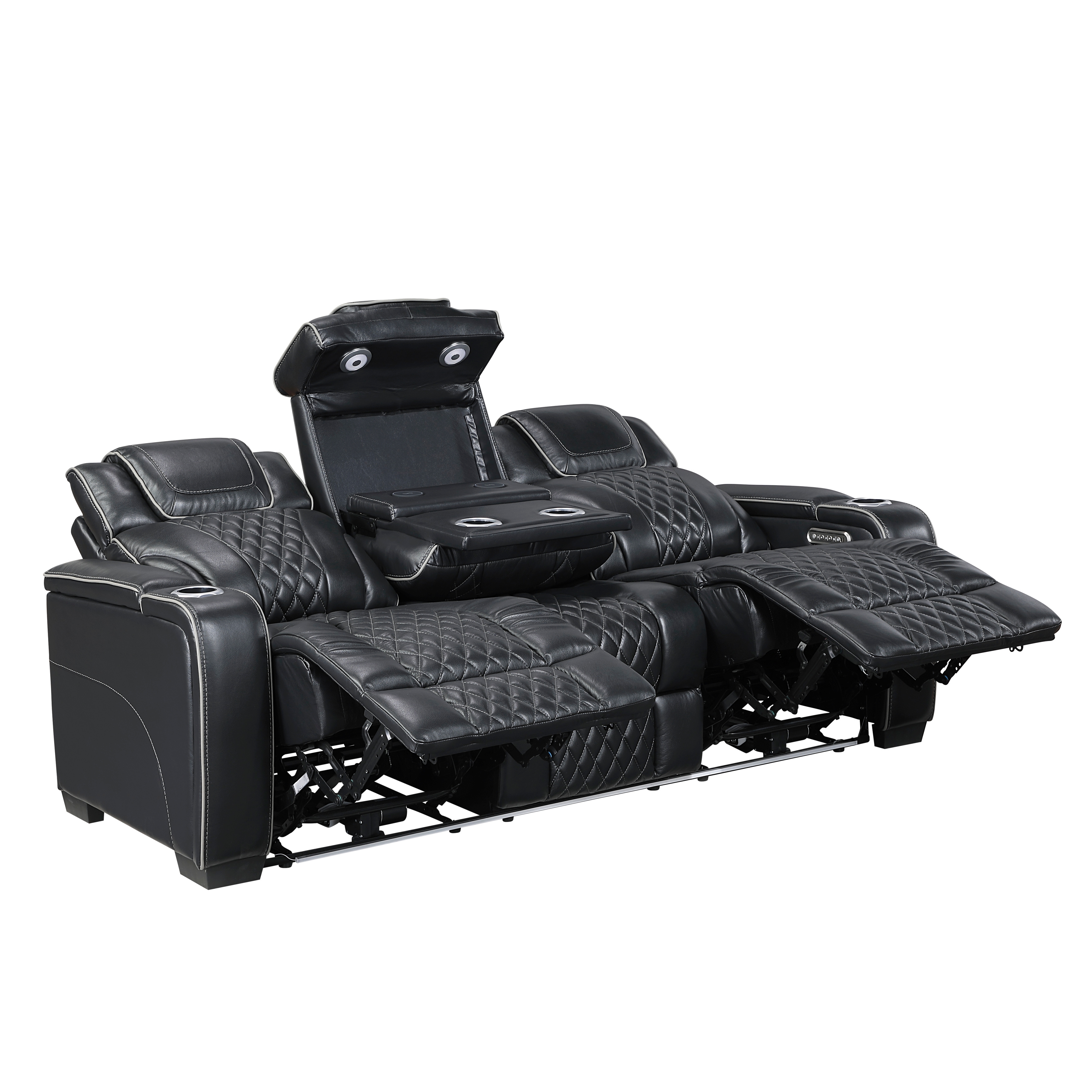 Dual Power Reclining Sofa with LED Lights