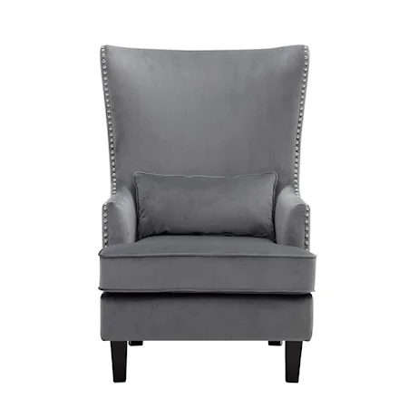 Glam WIngback Accent Chair with Nailhead Trim