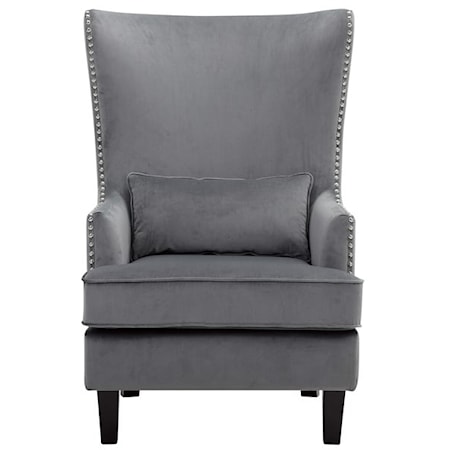 Glam Wingback Accent Chair with Nail-Head Trim