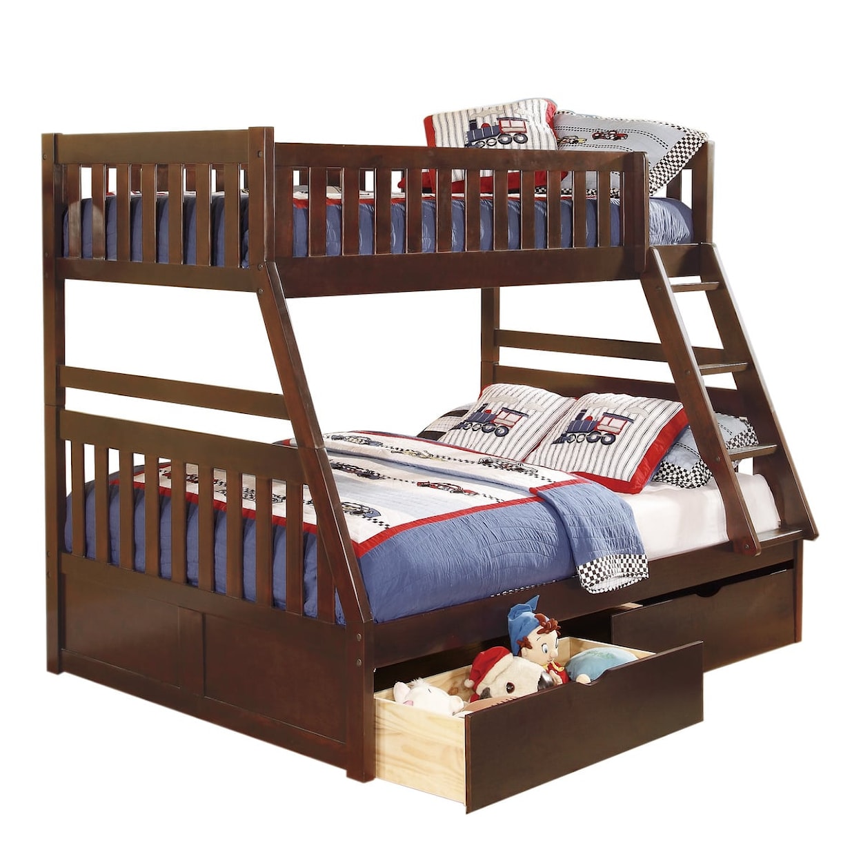 Homelegance Rowe Twin/Full Bunk Bed with Storage Boxes