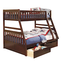Transitional Twin/Full Bunk Bed with Storage Boxes