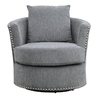Transitional Accent Swivel Chair with Nailhead Trimming