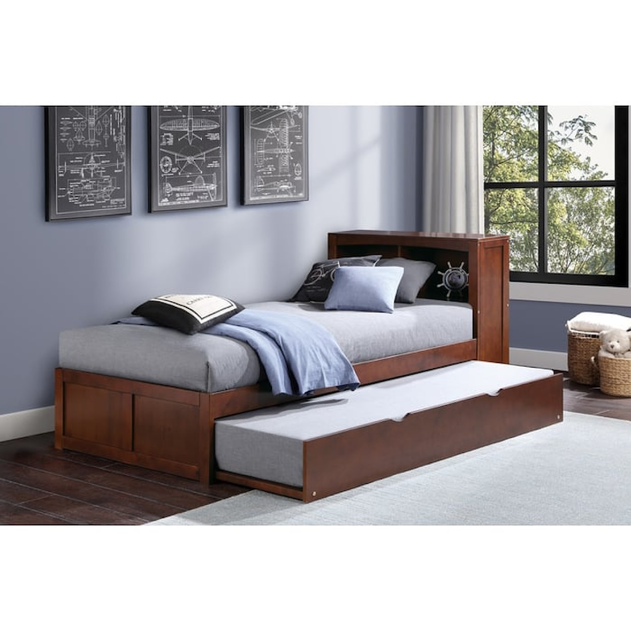 Homelegance Furniture Discovery Twin Bookcase Bed with Twin Trundle