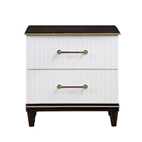 Contemporary 2-Drawer Nightstand with Gold-Finished Trim
