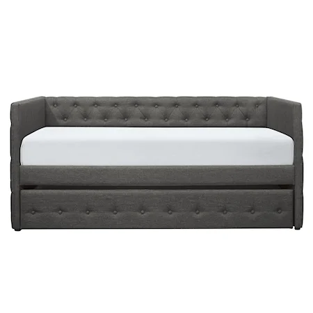 Transitional Button Tufted Daybed with Trundle