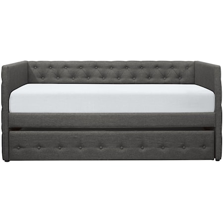 Transitional Button Tufted Daybed with Trundle