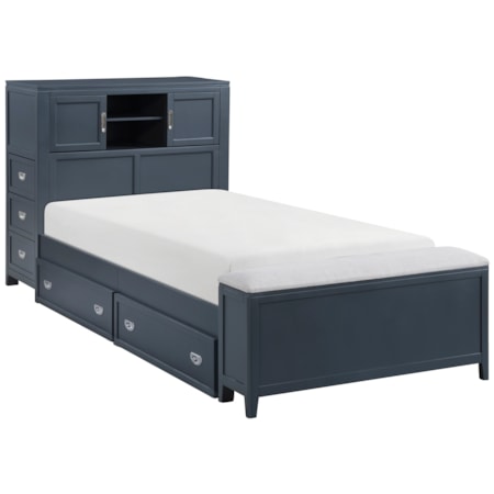 Twin Bookcase Bed with Hidden Desk