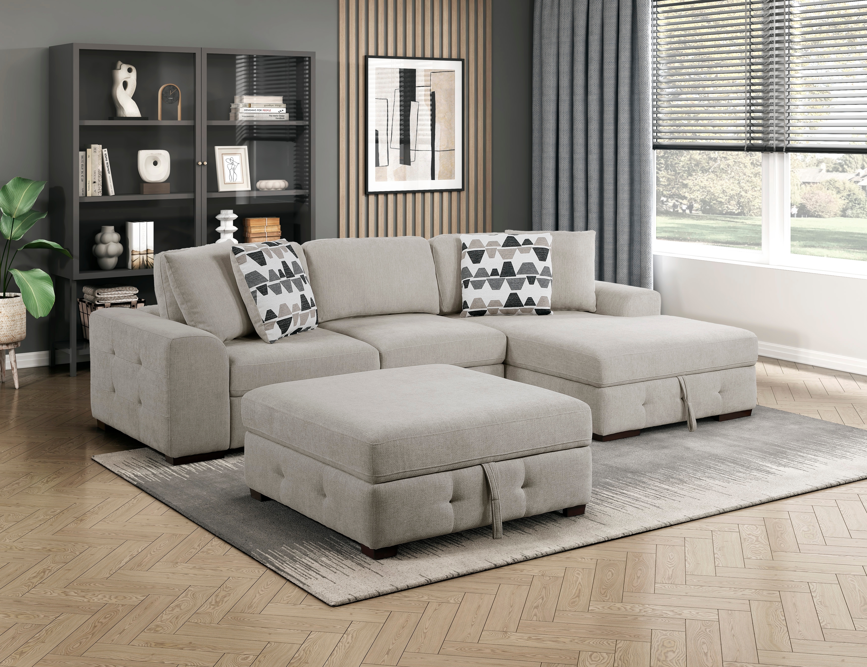 Homelegance Raife 3-Piece Sectional Sofa and Ottoman