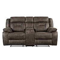 Casual Double Reclining Loveseat with Center Console