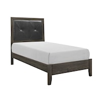 Transitional Twin Bed with Faux Leather Upholstery