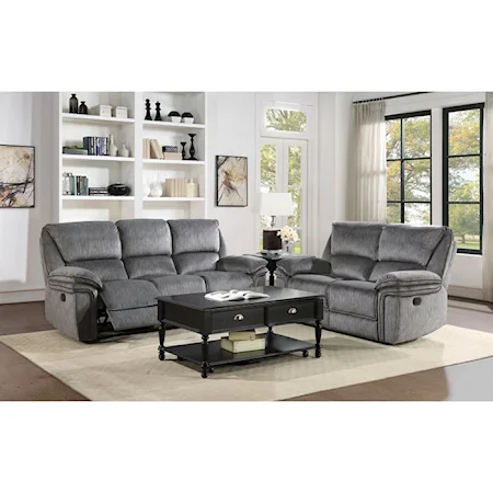 Casual 2-Piece Loveseat and Reclining Chair Set