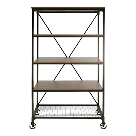 Industrial Rustic Bookcase with Casters
