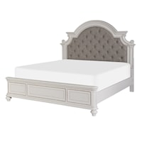 Transitional California King Bed with Button-Tufting