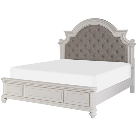Transitional California King Bed with Button-Tufting