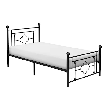 Transitional Twin Platform Bed with Metal Frame