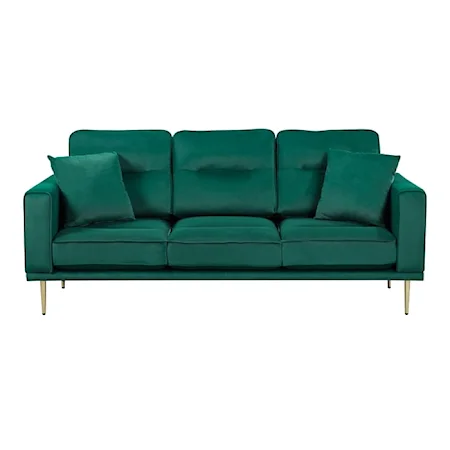 Contemporary Stationary Sofa with Throw Pillows