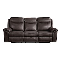 Casual Reclining Sofa with Drop-Down Cupholders and Concealed Drawer