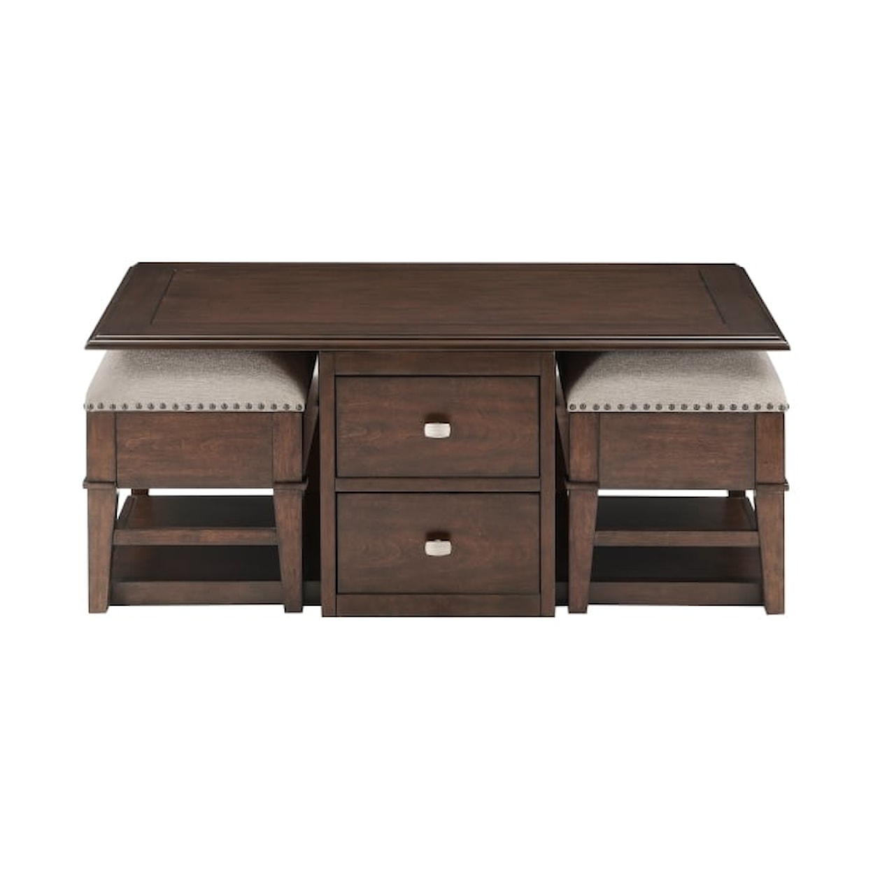 Homelegance Furniture Claremore Cocktail Table with Two Benches