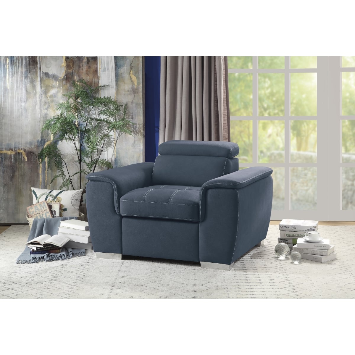 Homelegance Ferriday Chair with Pull-out Ottoman
