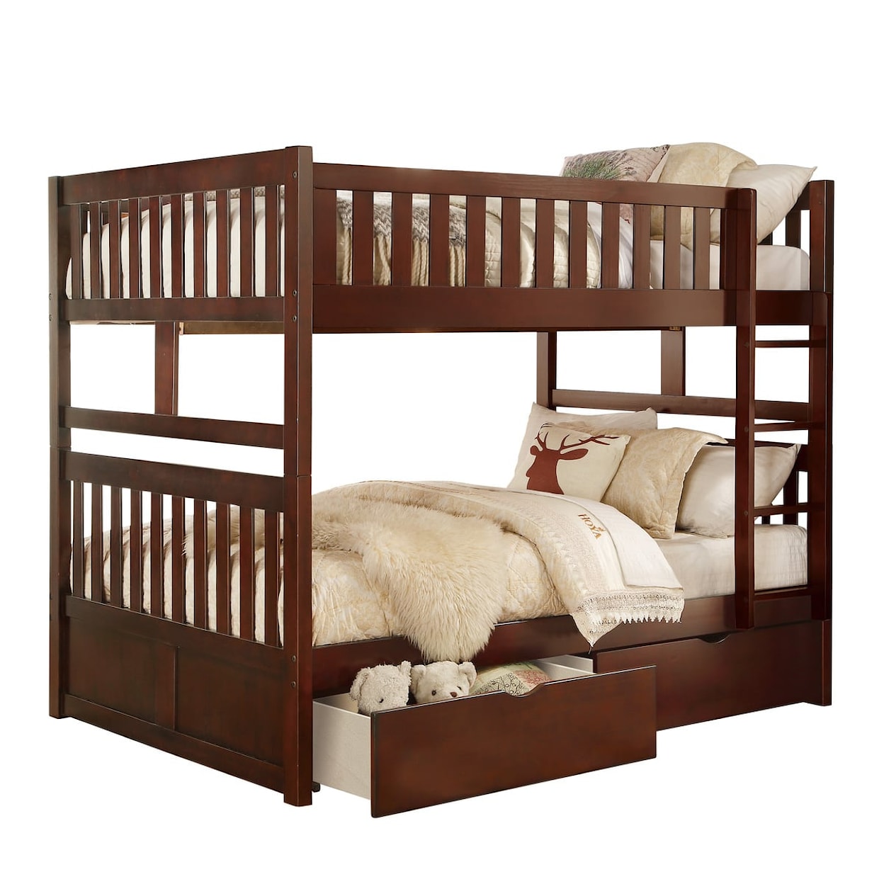 Homelegance Rowe Full/Full Bunk Bed with Storage Boxes