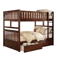 Transitional Full/Full Bunk Bed with Storage Boxes