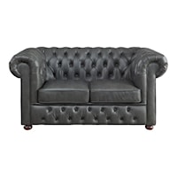 Transitional Love Seat with Rolled Arms