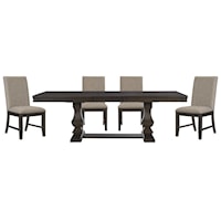 Transitional 5-Piece Dining Set with Nailhead Trimmed Seats