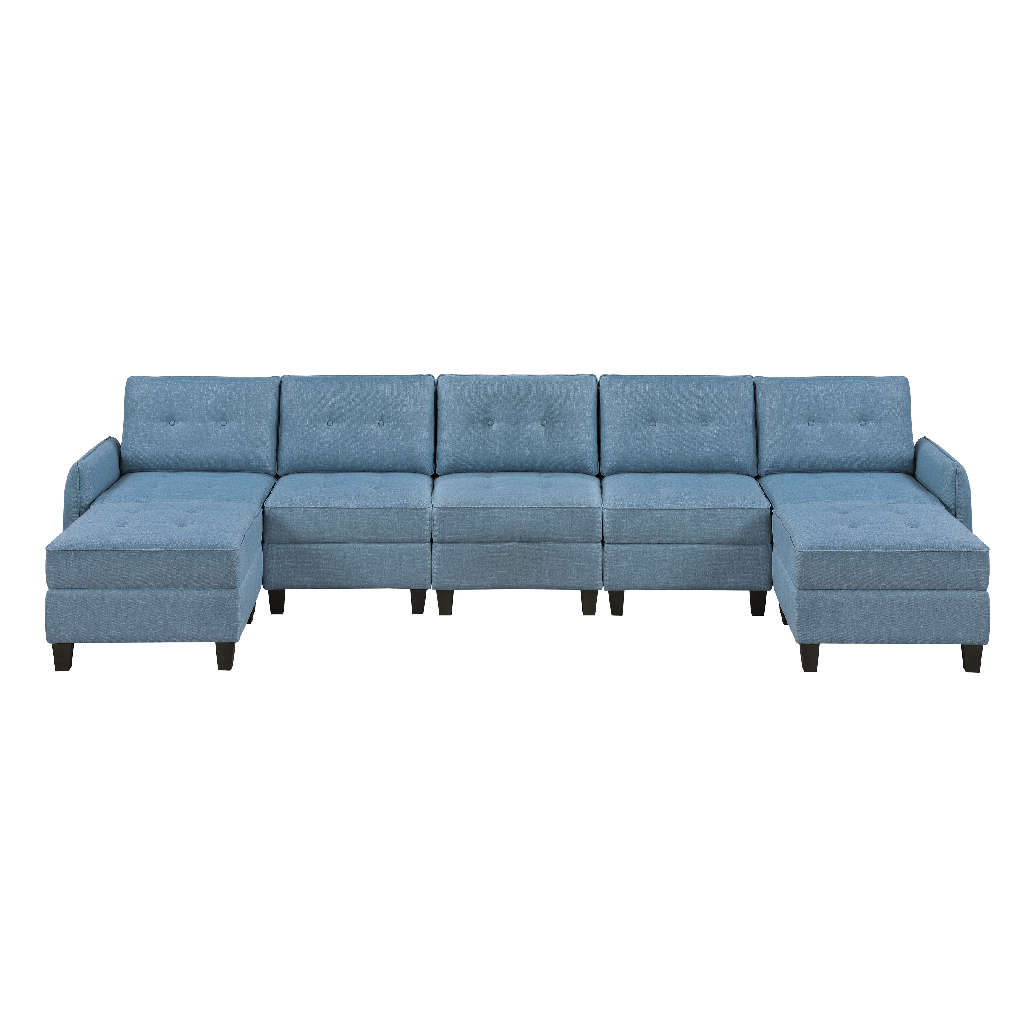 7-Piece Sectional Sofa with Two Ottomans