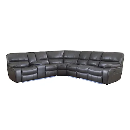 Casual 4-Piece Modular Power Reclining Sectional Sofa with LED