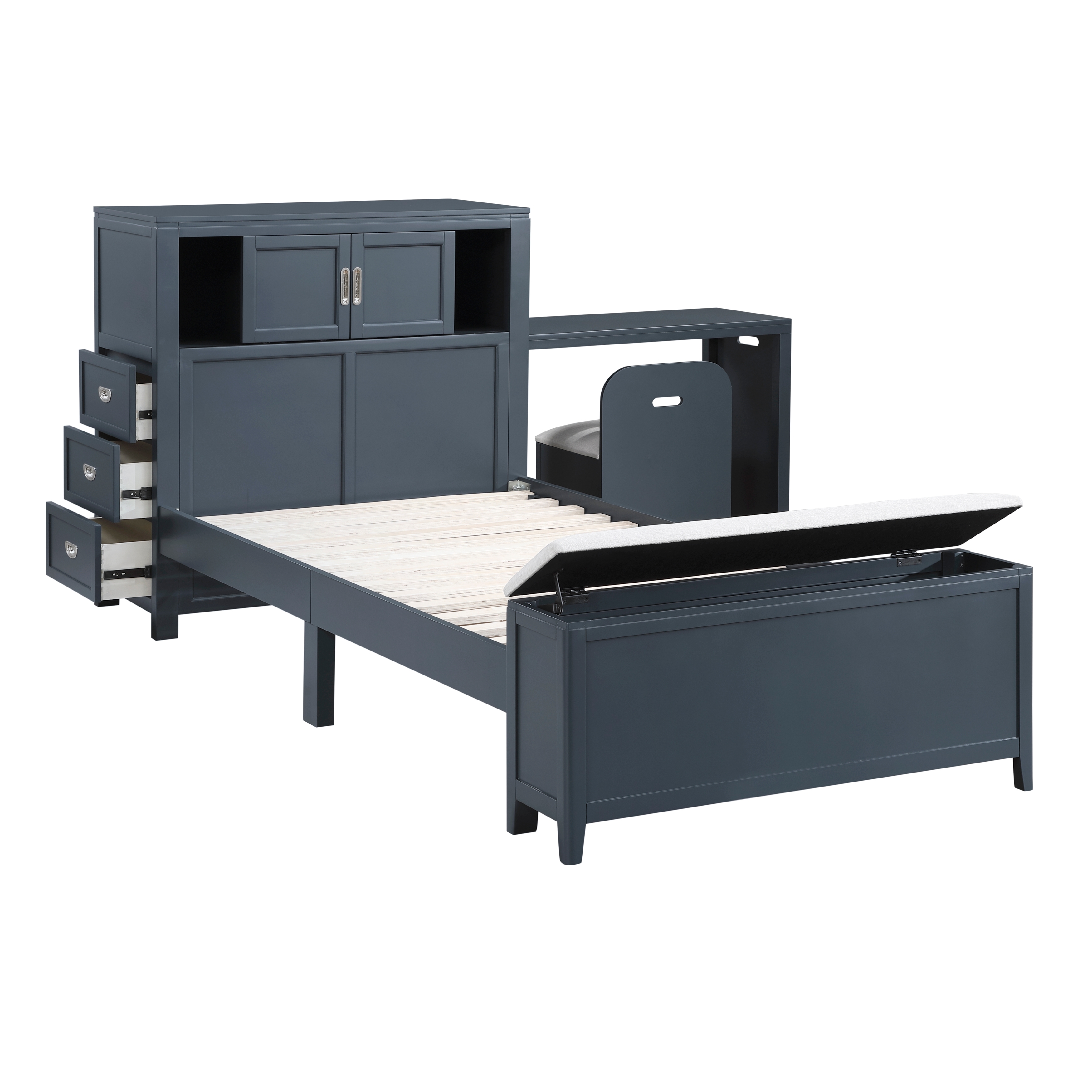 Homelegance Sloane Twin Bookcase Bed with Hidden Desk