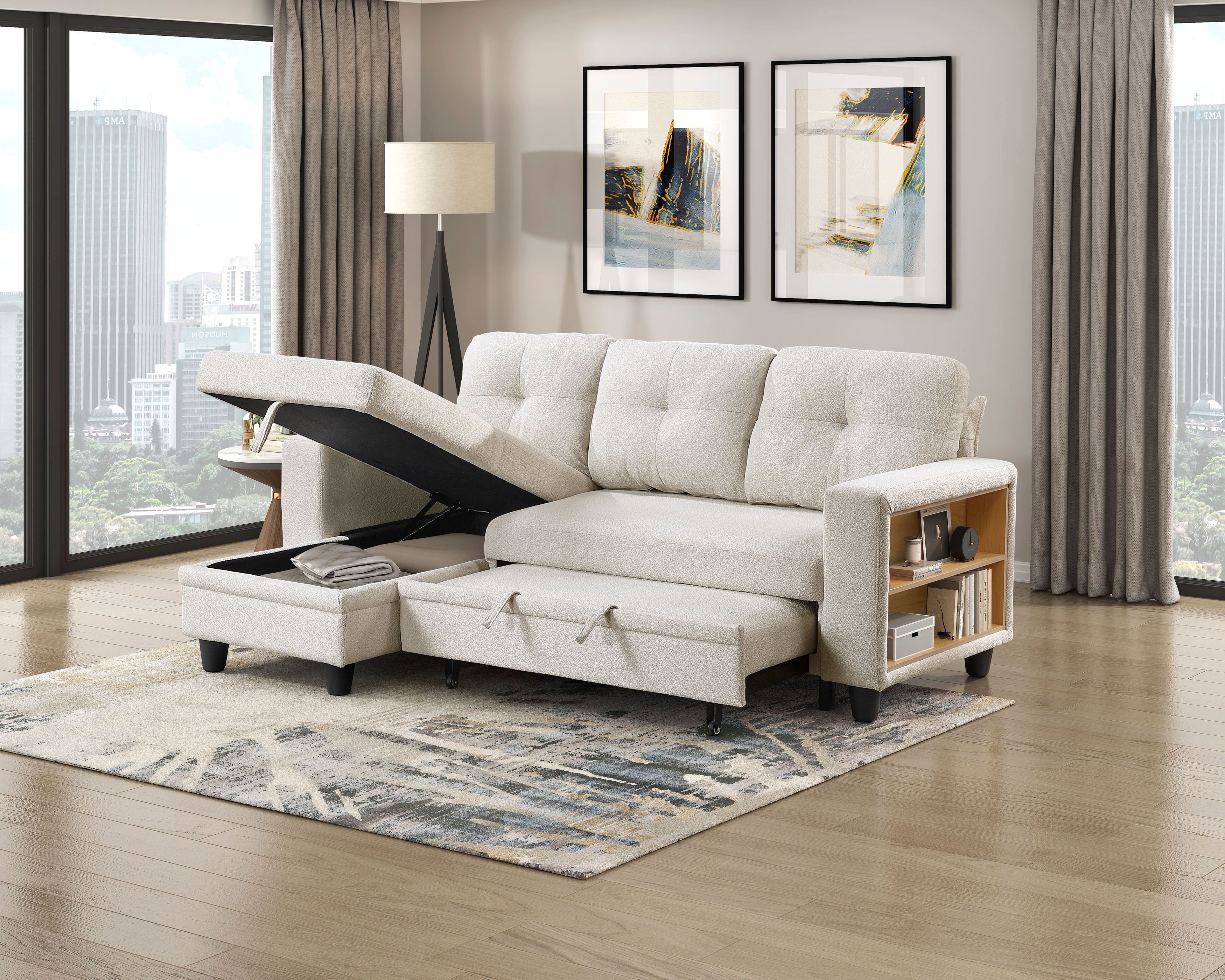 Homelegance Ansley 3-Piece Sectional Sofa with Pull-Out Bed