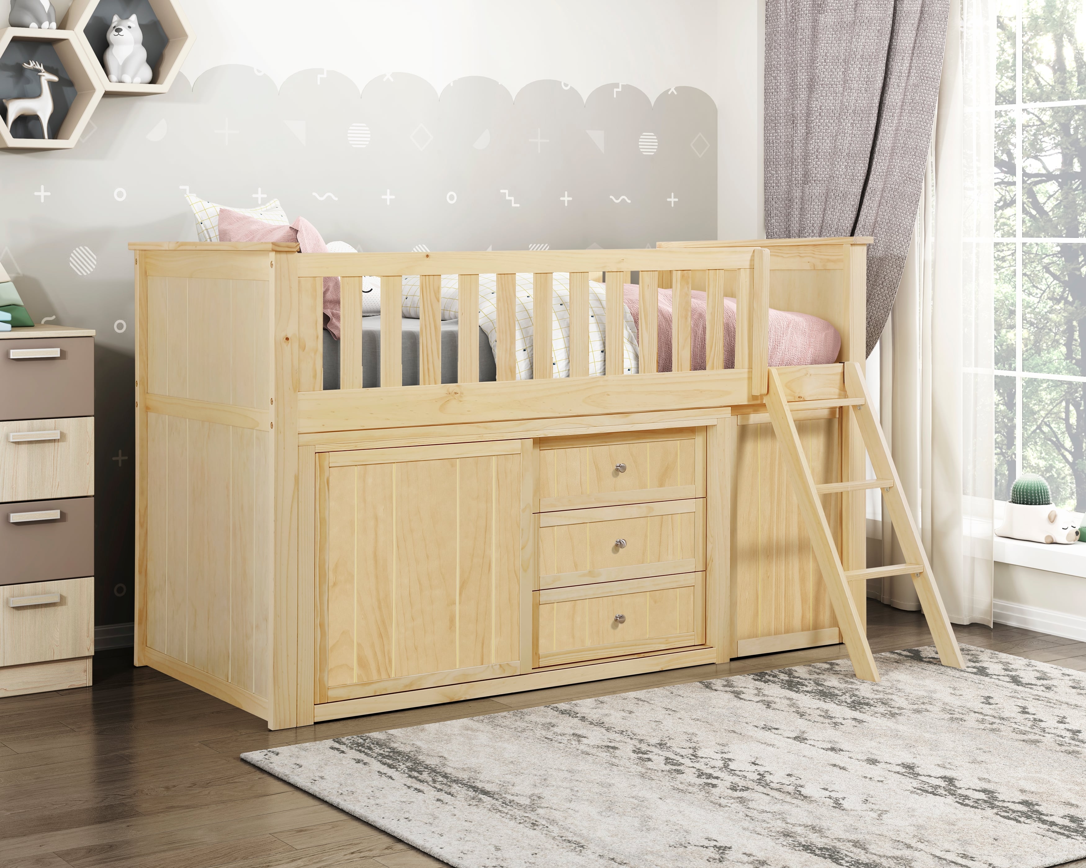 Homelegance Bartly Low Loft Bunk Bed with Dresser