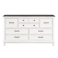 Casual Farmhouse 8-Drawer Dresser with Felt-Lined Top Drawer