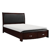 Contemporary Queen Sleigh Platform Bed with Footboard Storage