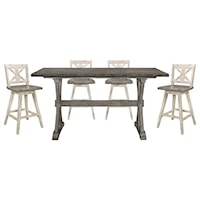 Rustic 5-Piece Swivel Counter Height Dining Set