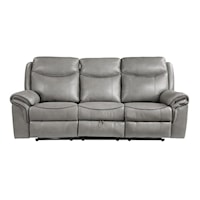 Casual Dual Reclining Sofa with Drop-Down Cup-Holders, Charging Ports, and Hidden Storage Drawer