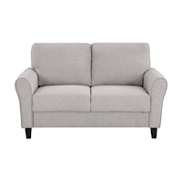 Transitional Loveseat with Wood Legs