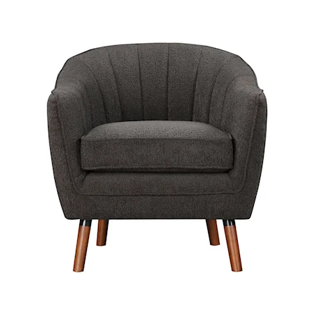 Mid-Century Modern Upholstered Accent Chair with Channel Tufted Back