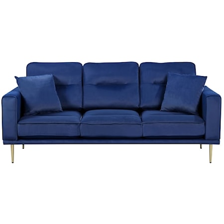 Contemporary Stationary Sofa with Throw Pillows